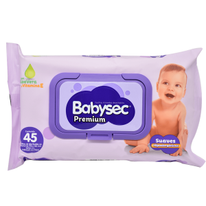 TOALLITA BABYSEC 45UNI MORADA CON TAPA