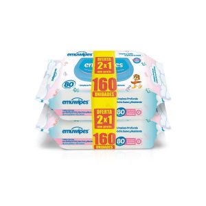 TOALLITA HUMEDA EMUWIPES C/TAPA 160 UNI (80 U X PAQUETE)