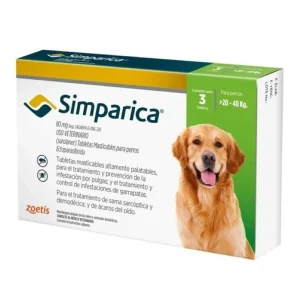 VET SIMPARICA  80MG   X 3 COMP (20KG A 40 KG)