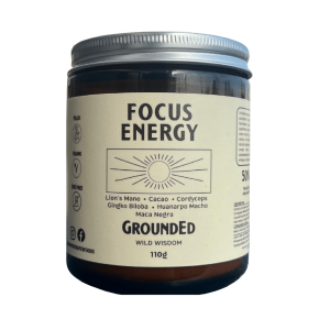 FOCUS ENERGY CACAO CON HONGOS ADAPTÓGENOS Y SUPERFOODS ORGÁNICO – FRASCO X 110 G (22 PORCIONES)