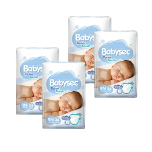 MANGA PAÑAL BABYSEC RN 34UNI (4PAQUETES)