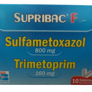 SUPRIBAC F Sulfametoxazol 800mg + Trimetoprim 160mg x10 Tabletas Recubiertas BIOQUIFAR